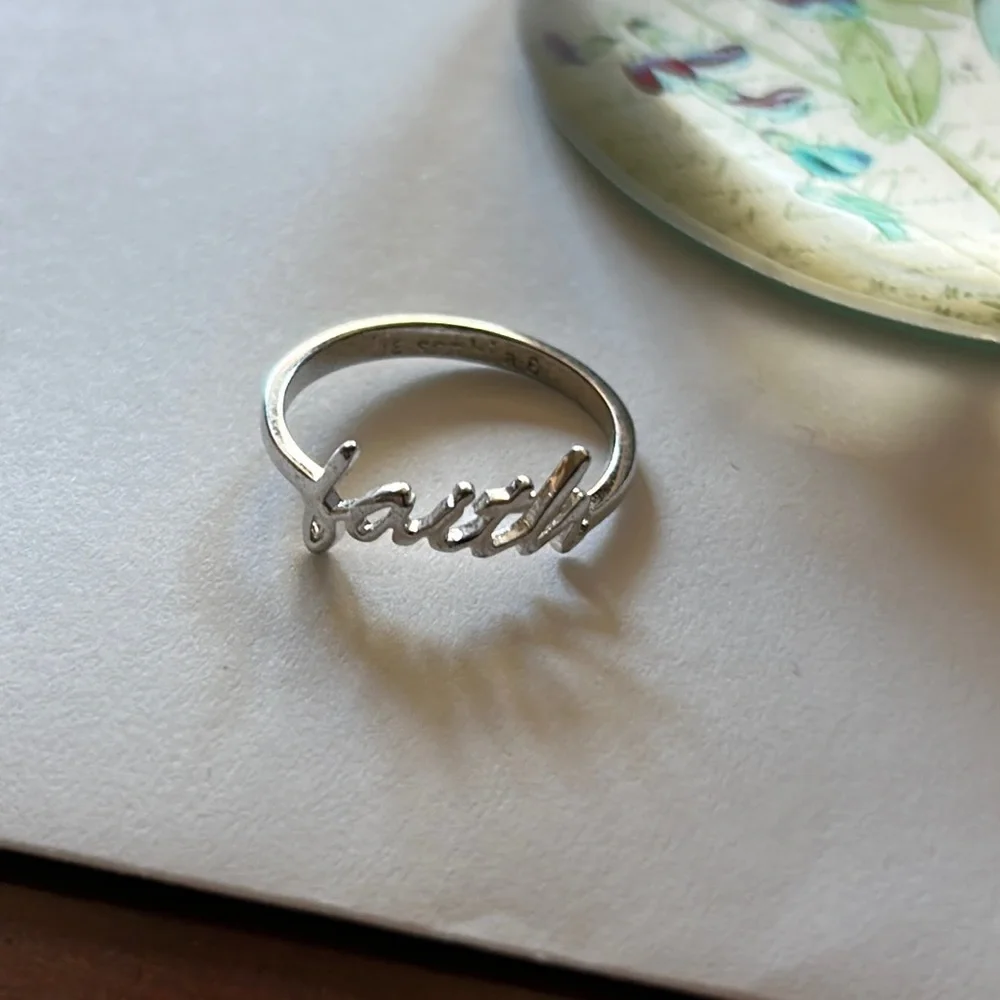 Lia‎ Sophia faith script  silver ring